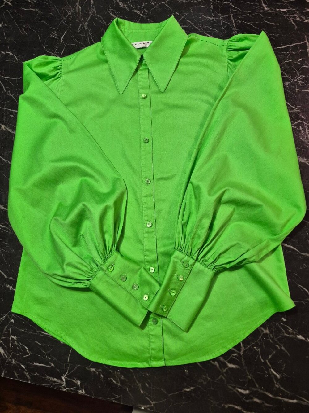 Trina Turk Shirt. Blair. Size small. 100% organic cotton. Green